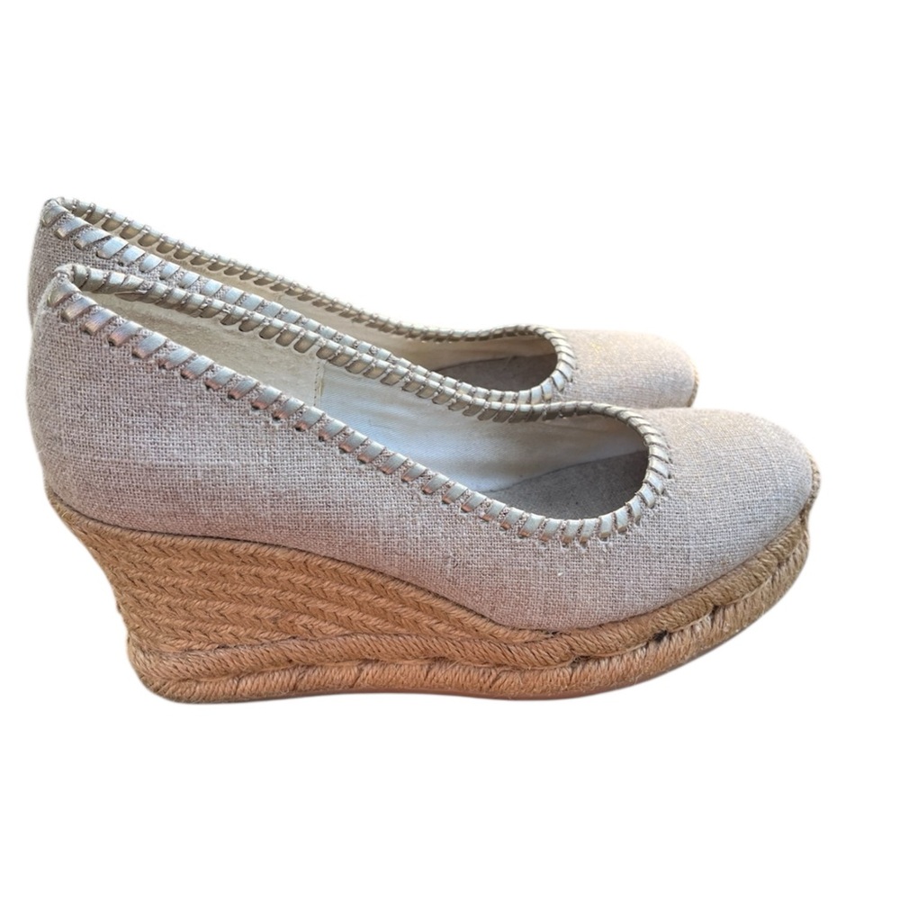 Jack Rogers Palmer Closed Toe Gold Wedge Stacked 3” Heel Platform Shoe Size 6